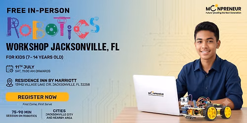 In-person Free Robotics Workshop For Kids at Jacksonville, FL (7-14yrs)