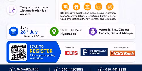 Attend IDP's Biggest Study Abroad Expo | 26th July - Hotel, The Park