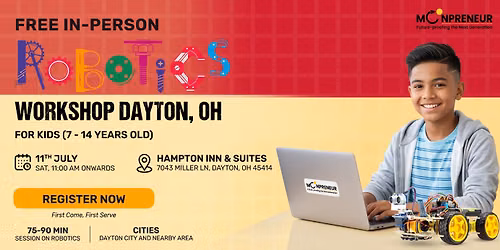 In-person Free Robotics Workshop For Kids at Dayton, OH (7-14yrs)