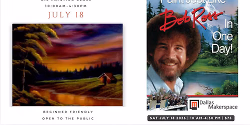 Landscape oil painting with a certified Bob Ross Instructor
