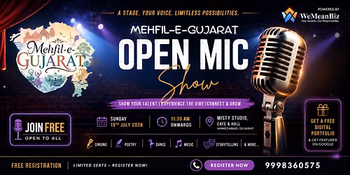 Mehfil-e Gujarat \u2013 Free Open Mic Event \ud83c\udfad\u2728