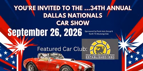 The Dallas Nationals Classic Car Show sponsored by the Pack Auto Group & the North Tx Mustang Club