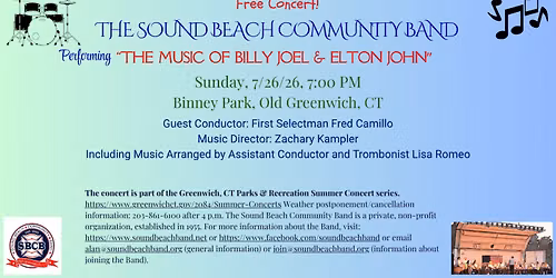 Free Concert! The Sound Beach Community Band Performing the Music of Billy Joel & Elton John
