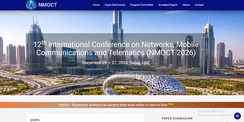 12th International Conference on Networks, Mobile Communications and Telematics (NMOCT 2026)