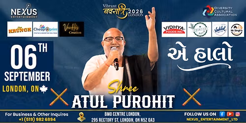 Vibrant Navratri with Shree Atul Purohit \/ London, ON \/ 6th SEPTEMBER 2026