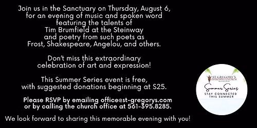 Piano and Poetry at St. Gregory's Episcopal Church (Sanctuary)