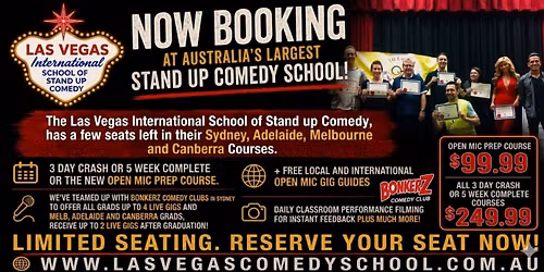 Las Vegas Comedy School Regular 3 Day Crash Course with Optional International Add-On Adelaide CBD