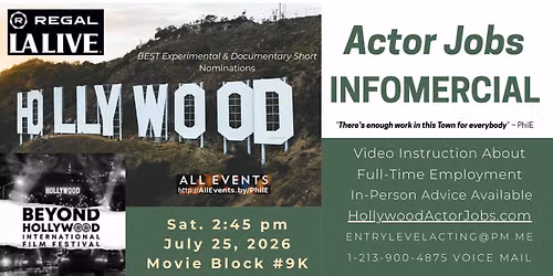Beyond Hollywood Actor Jobs Infomercial & Workshop