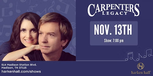 Carpenters Legacy to Perform at Harken Hall on November 13