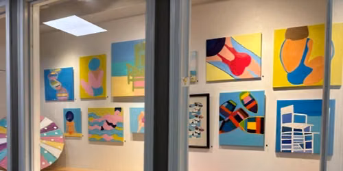 "Summertime" a colorful display of original art celebrating the season.