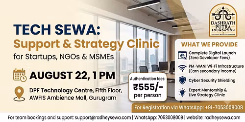 Tech Sewa: Support & Strategy Clinic for Startup \/ NGOs, MSME Meetup