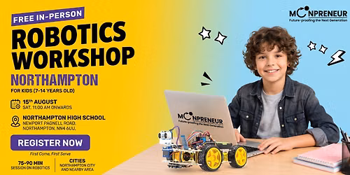 In-person Free Robotics Workshop For Kids at Northampton (7-14yrs)