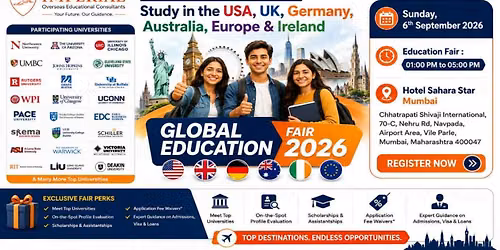India’s Biggest Global Education Fair 2026 | Mumbai — Meet World’s Top Universities
