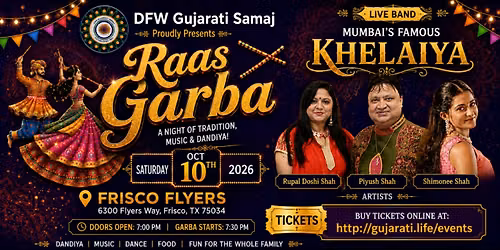 Navratri Raas Garba with Khelaiya Group - DFW Gujarati Samaj - Frisco Flyers