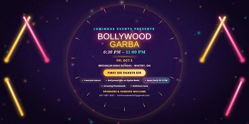Bollywood Garba 2026 - Navratri celebration in Whitby | Luminous Events