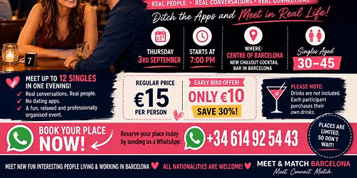 English Speaking SPEED DATING Singles Aged 30\u201345