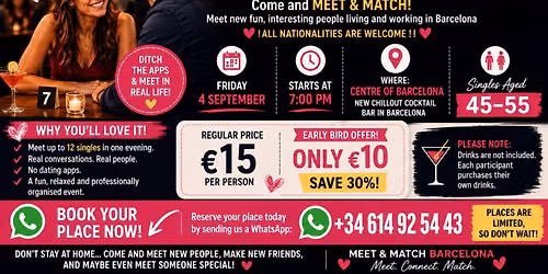 English Speaking SPEED DATING Singles Aged 45 \u201355