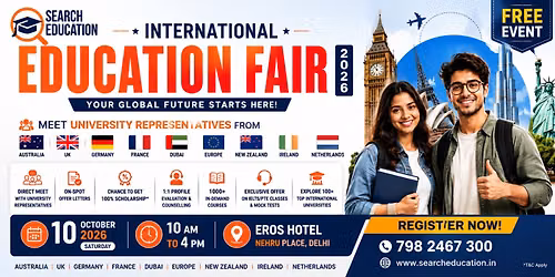 International Education Fair 2026 | Study Abroad Fair in Delhi | Free Entry