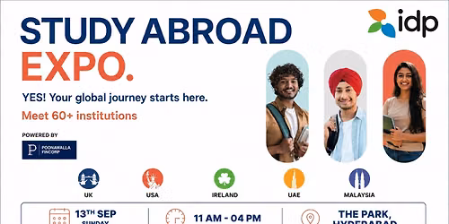 Attend IDP's Biggest Study Abroad Expo for USA, UK, Ireland and Malaysia universities | 13th Sep