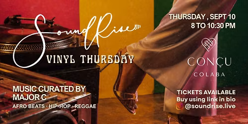 SoundRise Vinyl Thursdays at Concu | 10th Sept | 8pm