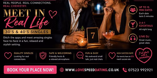 Birmingham Speed Dating Singles Event ages 30's and 40's