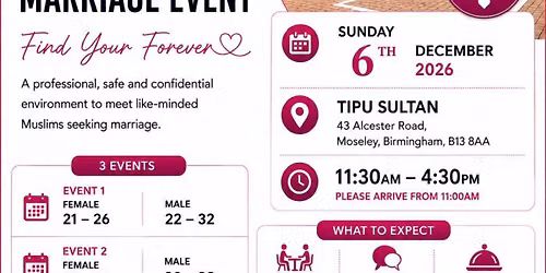 Muslim Marriage Events Birmingham - 3 Groups | Sunday
