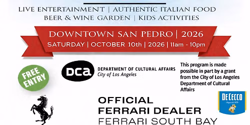 Festa Italiana \u2013 FREE ENTRY and FAMILY-FRIENDLY! October 10, 2026