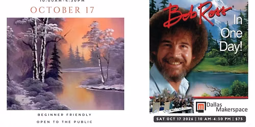 Landscape oil painting with a certified Bob Ross Instructor