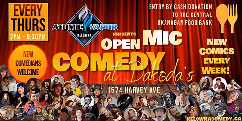 Atomic Vapor presents Open Mic Comedy for the Central Okanagan Food Bank