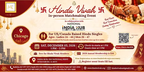 Hindu Vivah | In Person Matchmaking Event at Schaumburg, IL