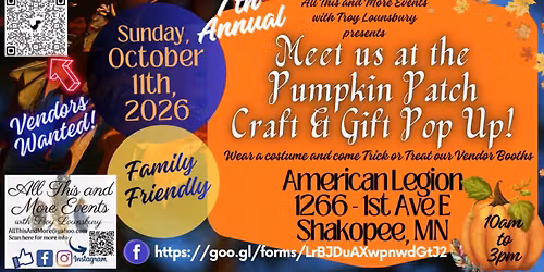 7th Annual Meet Us At The Pumpkin Patch Craft & Gift Pop-Up!