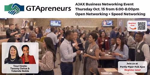 GTApreneurs' October 15, 2026 Speed Business Networking Event in Ajax