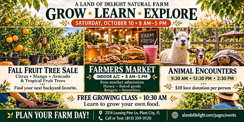 Saturday Farm Day: FREE Admission, A\/C Barn Market, Rescue Animals, Fruit Tree Sale & Fall Treats
