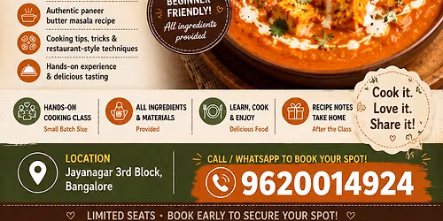 Naan & Paneer Butter Masala Cooking Class