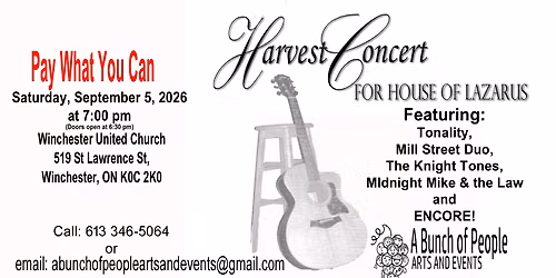 Harvest Concert 2026 for House of Lazarus