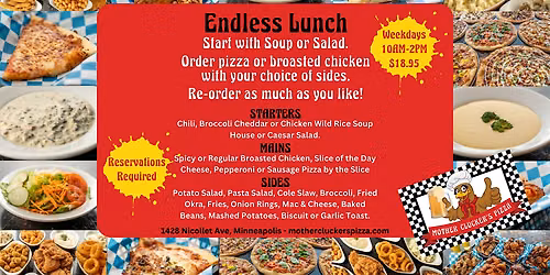 Endless Pizza and Broasted Chicken Lunch at Mother Clucker's Pizza