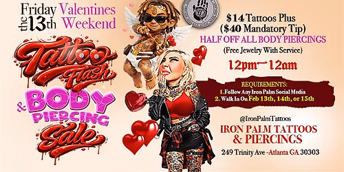 Valentines Friday 13th Weekend 2026 Flash Tattoo & Body Piercing Special