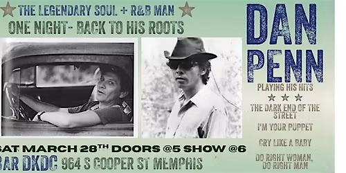 Dan Penn Comes Home to Memphis, One Night Back to His Roots