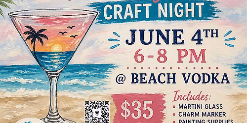 Martini Glass Painting & Charm Marker - Beach Vodka