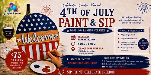 4th of July Paint and Sip Workshop