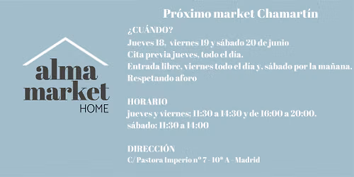 Mercadillo organizado por Alma Market Home, Chamart\u00edn, Madrid.