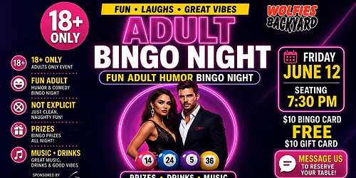Adult Bingo Night at Wolfies Backyard | Fun, Laughs & Great Vibes!