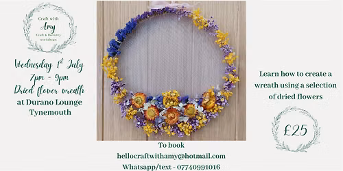 Dried flower embroidery wreath workshop - Craft with Amy
