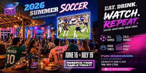 Mundial Watch Party Colombia Vs. Switzerland FunDimension at Playa Wynwood!