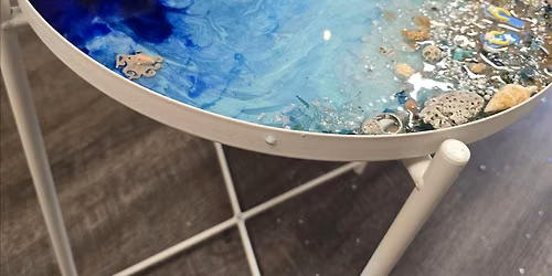 Ocean resin scene on a side tray table