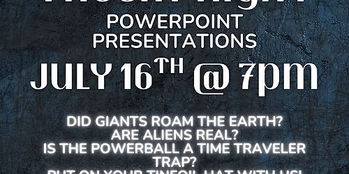 Conspiracy Theory Pitch Night at Butler's Easy