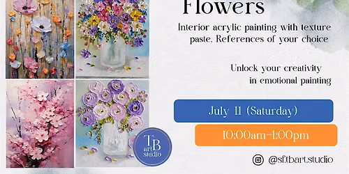 Interior painting -Flowers(acrylic + texture paste)