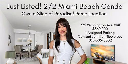Just Listed! 2\/2 Miami Beach Condo! Brokers Open & Open House!Best Location