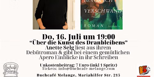 Literarischer Apero im Buchcaf\u00e9 Melange mit Anette Selg