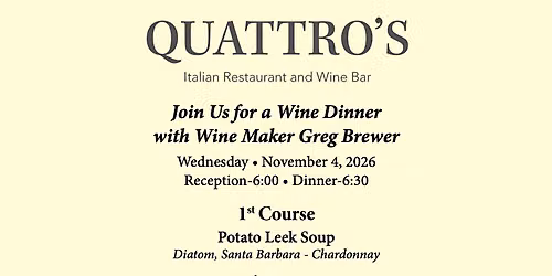 Wine Dinner with Wine Maker Greg Brewer